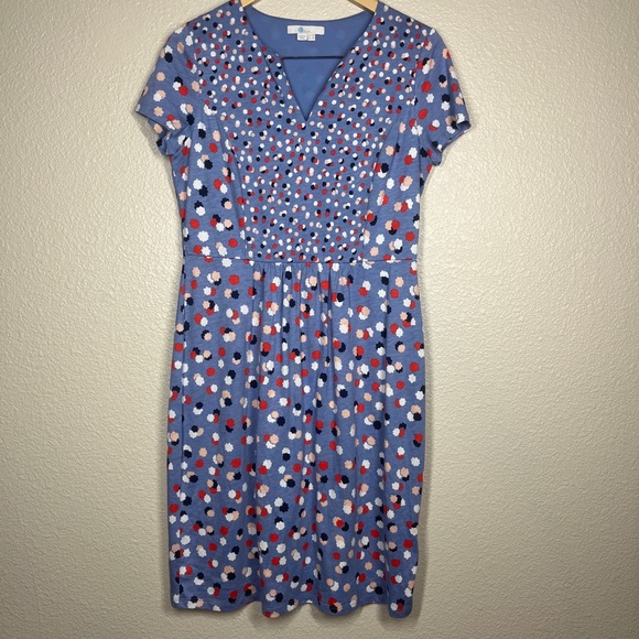 Boden Dress Emory Jersey Sheath Periwinkle Blue Polka Dot Women's Size 8R - Picture 3 of 7